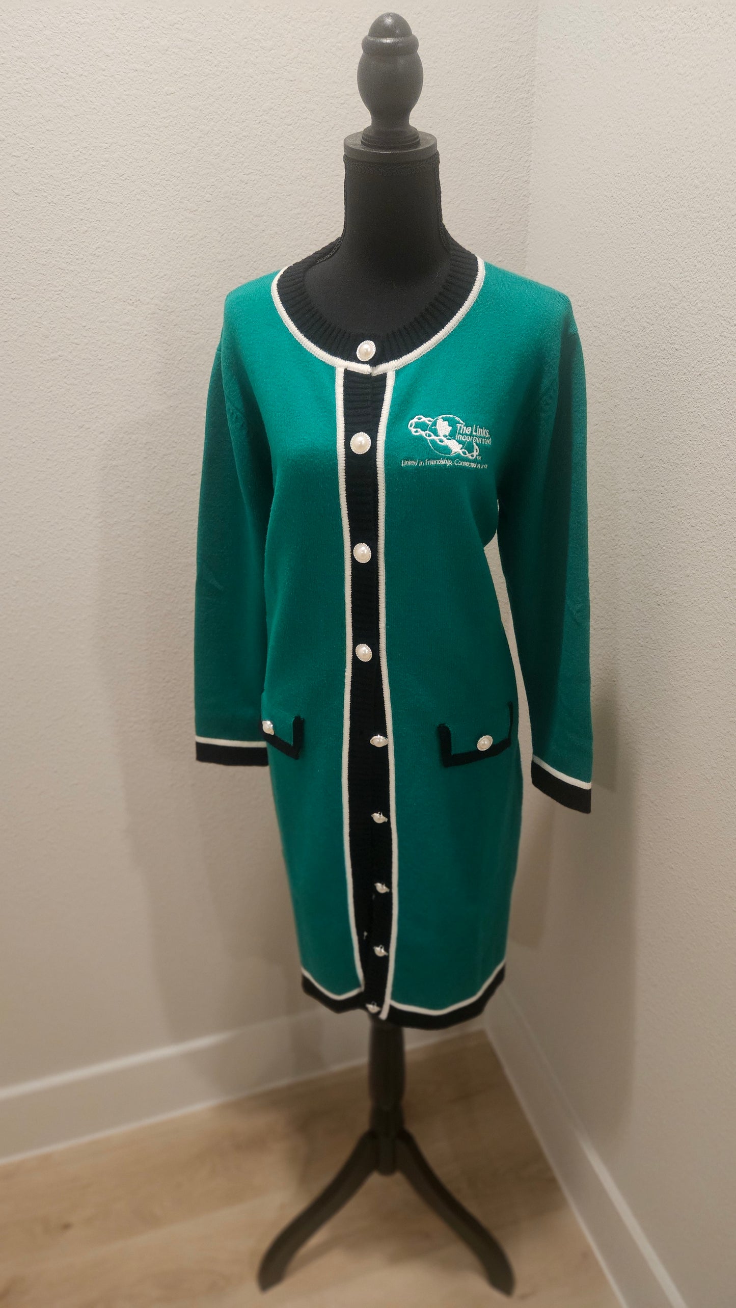 Links Long Green Cardigan