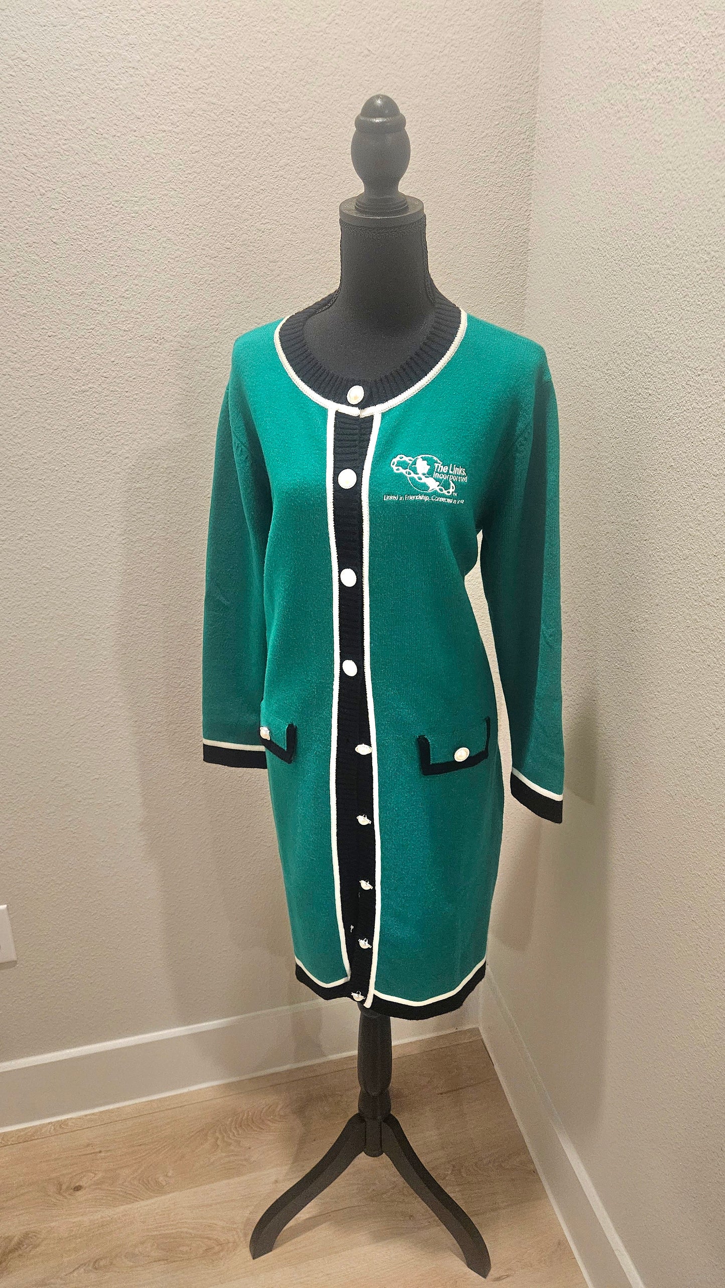 Links Long Green Cardigan