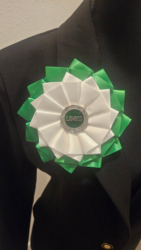 Links Flower Brooch - White