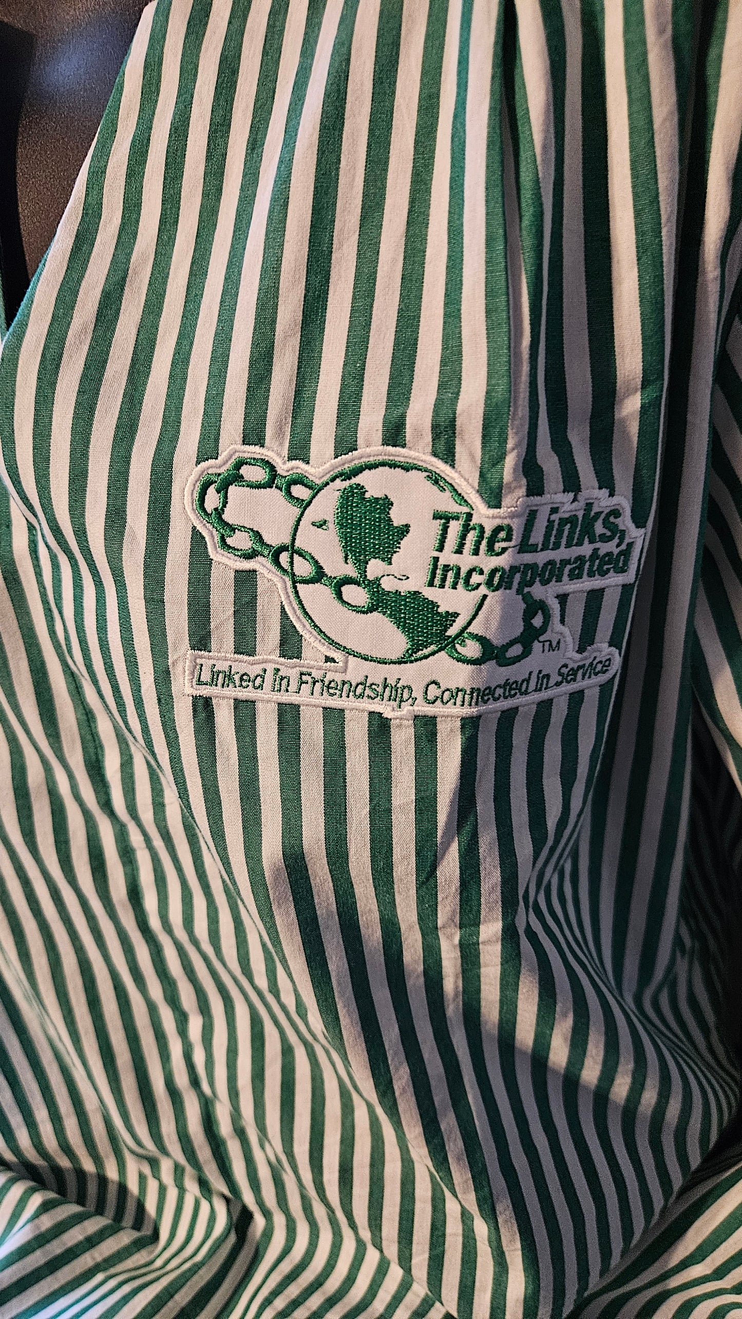Links Green and White Striped Pullover Shirt